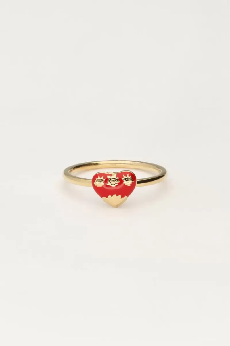 My Jewellery Bague Avec Cœur Rouge Vintage