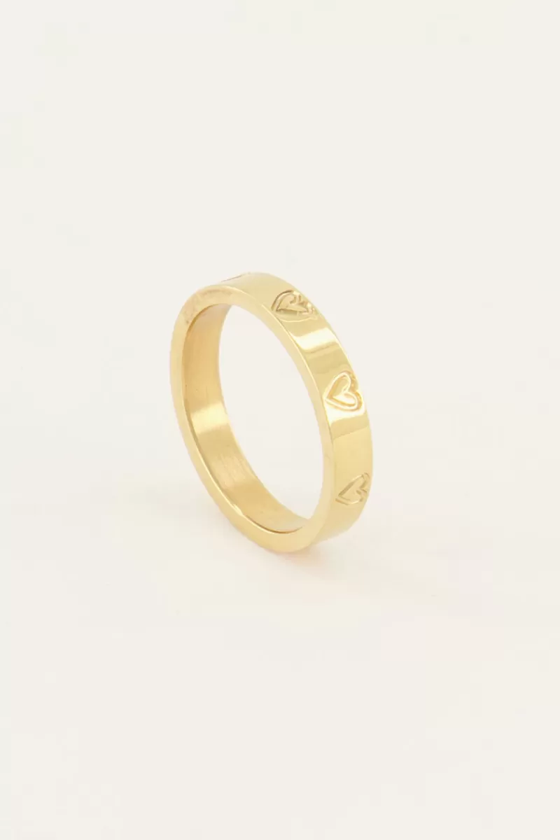 My Jewellery Bague Avec Cœurs Gravés
