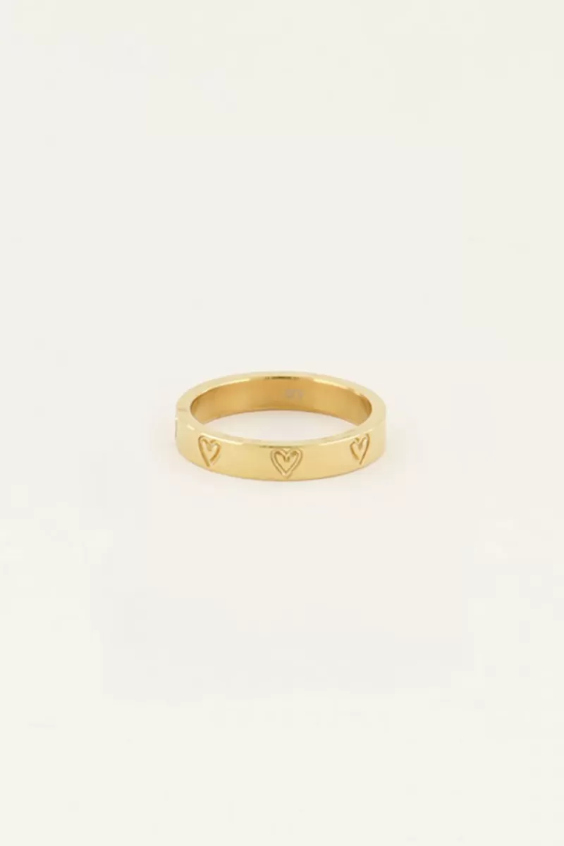 My Jewellery Bague Avec Cœurs Gravés
