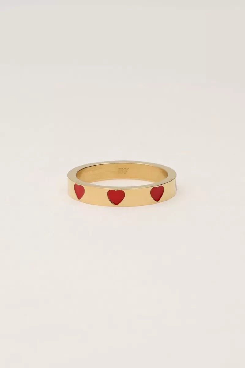 My Jewellery Bague Avec Cœurs Rouges