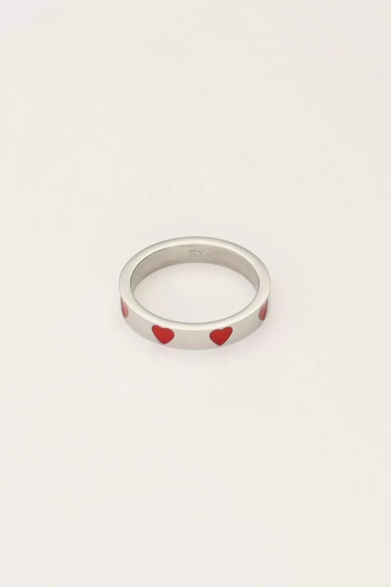 My Jewellery Bague Avec Cœurs Rouges
