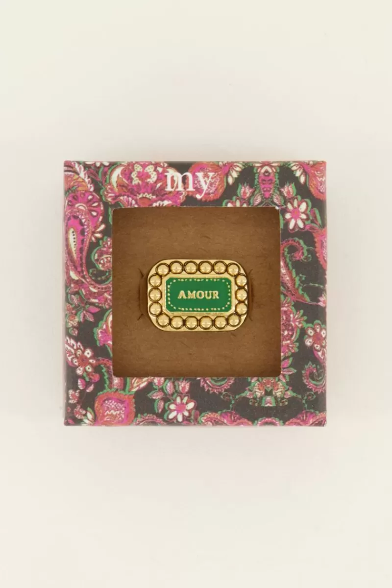My Jewellery Bague Bold Spirit Avec Charm « Amour » Vert