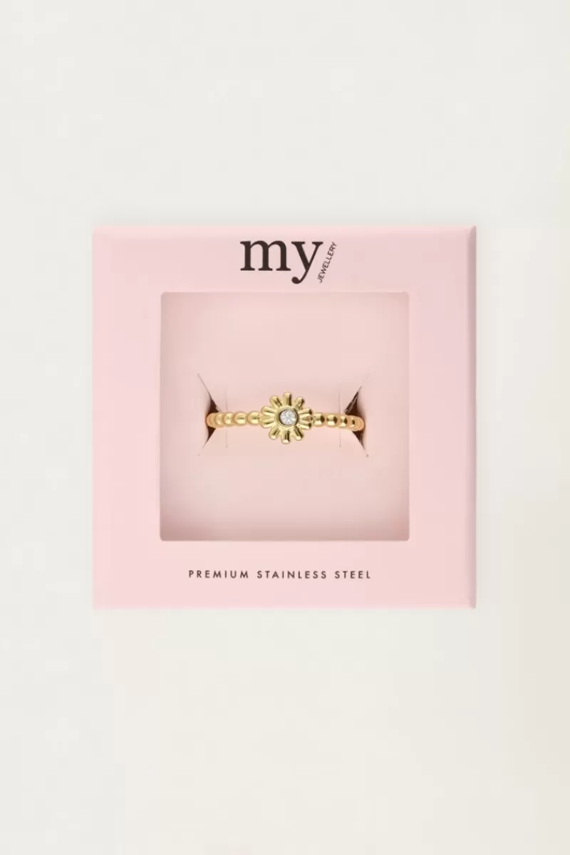 My Jewellery Bague Minimaliste Avec Fleur Et Pierre