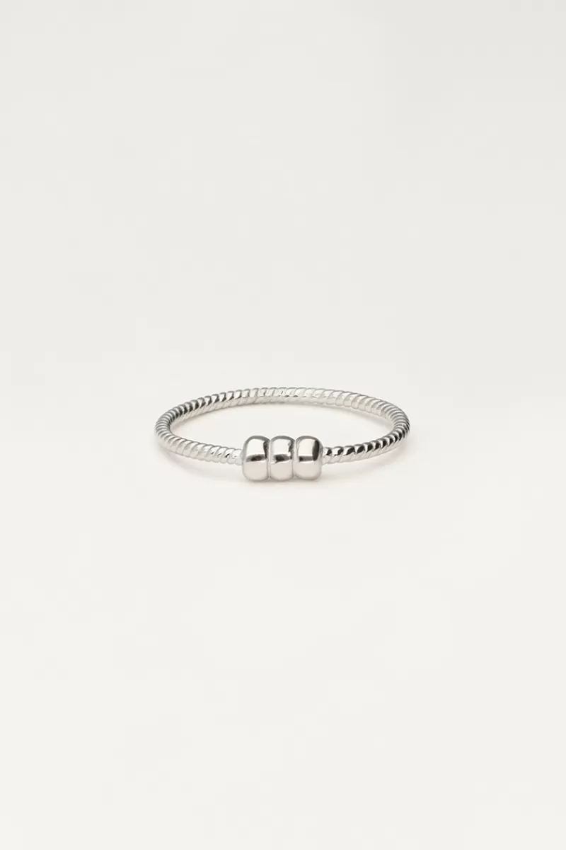 My Jewellery Bague Minimaliste Structurée Avec Trois Billes