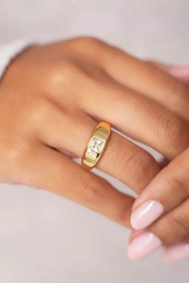 My Jewellery Bague MOOD Avec Pierre Carrée Transparente
