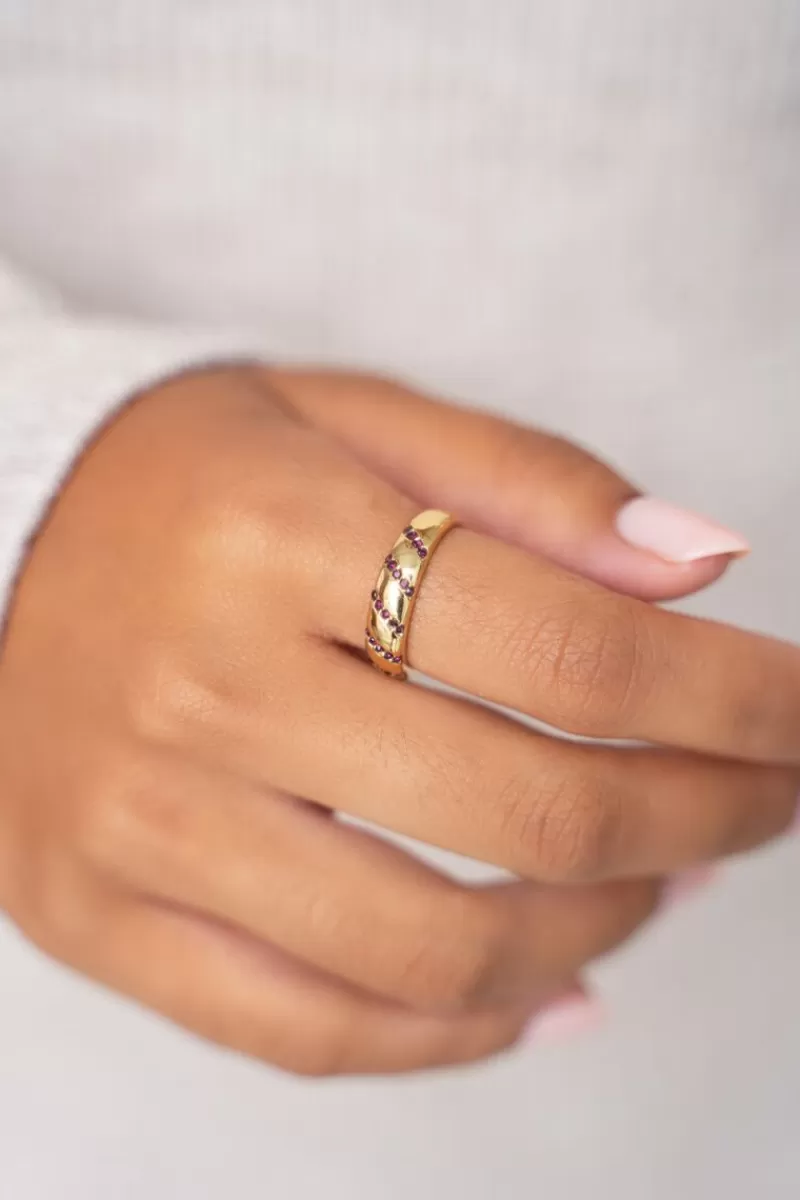 My Jewellery Bague MOOD Avec Pierres Fines Roses