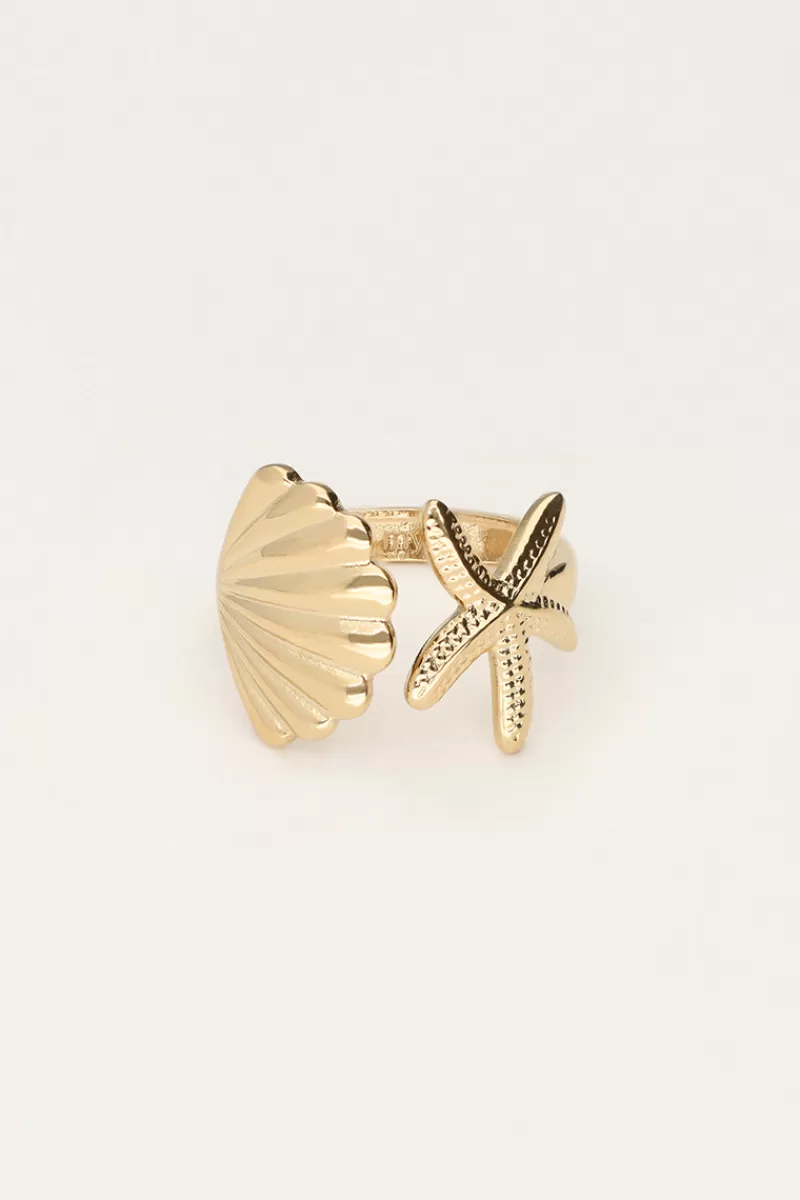 My Jewellery Bague Océan Avec Coquillage Et étoile De Mer