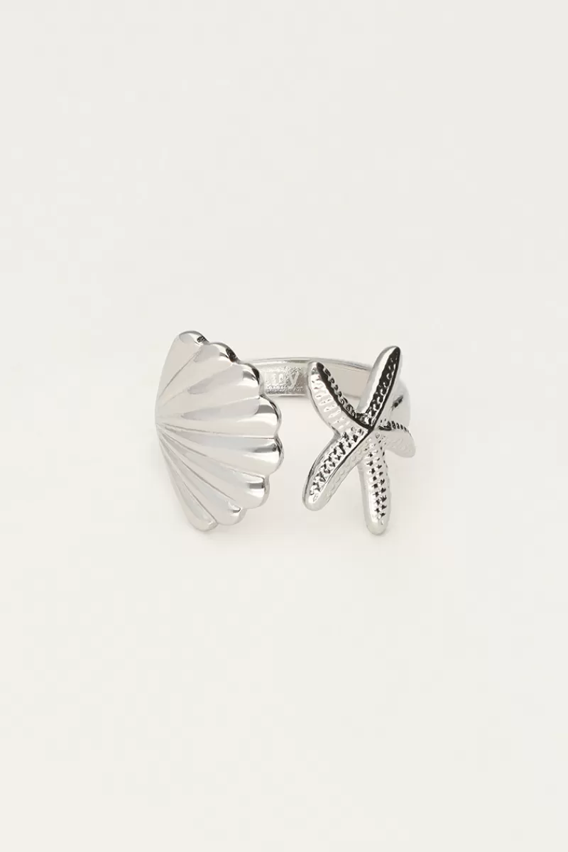 My Jewellery Bague Océan Avec Coquillage Et étoile De Mer
