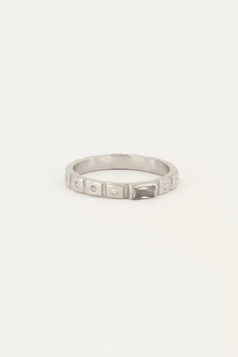 My Jewellery Bague Rectangulaire Vintage Transparente