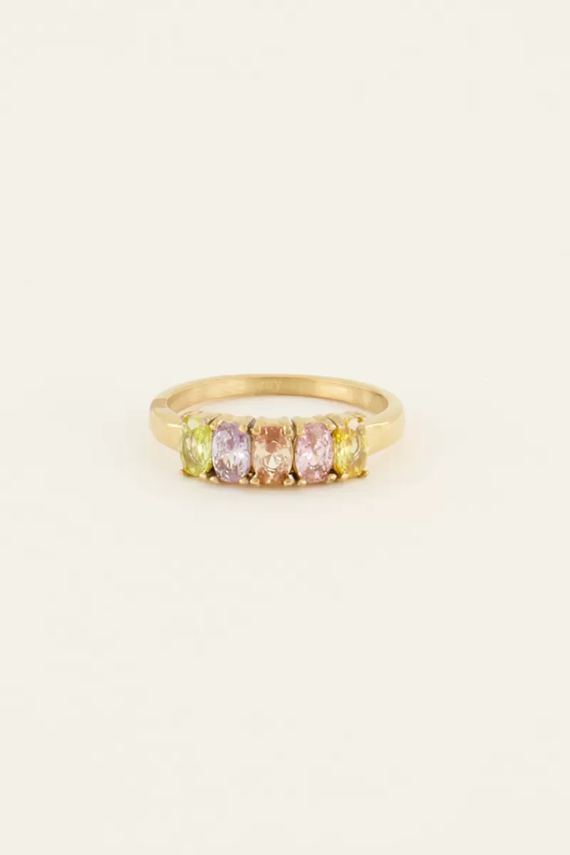 My Jewellery Bague Tendance Cocktail Avec Pierres Multicolores