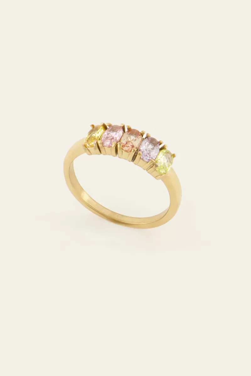 My Jewellery Bague Tendance Cocktail Avec Pierres Multicolores