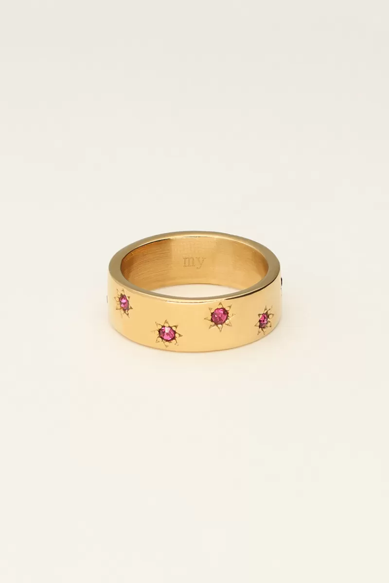My Jewellery Bague étoiles & Pierres Roses Mystic