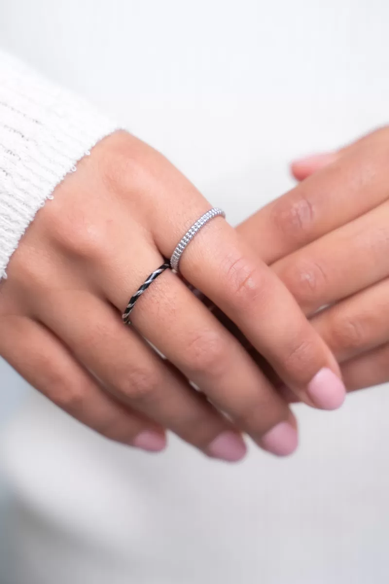 My Jewellery Bague Torsadée Noire
