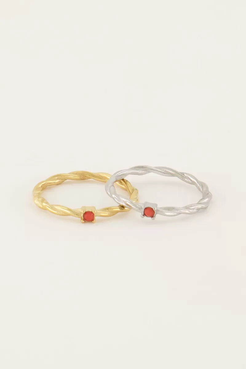 My Jewellery Bague Torsadée Pierre Grenadine