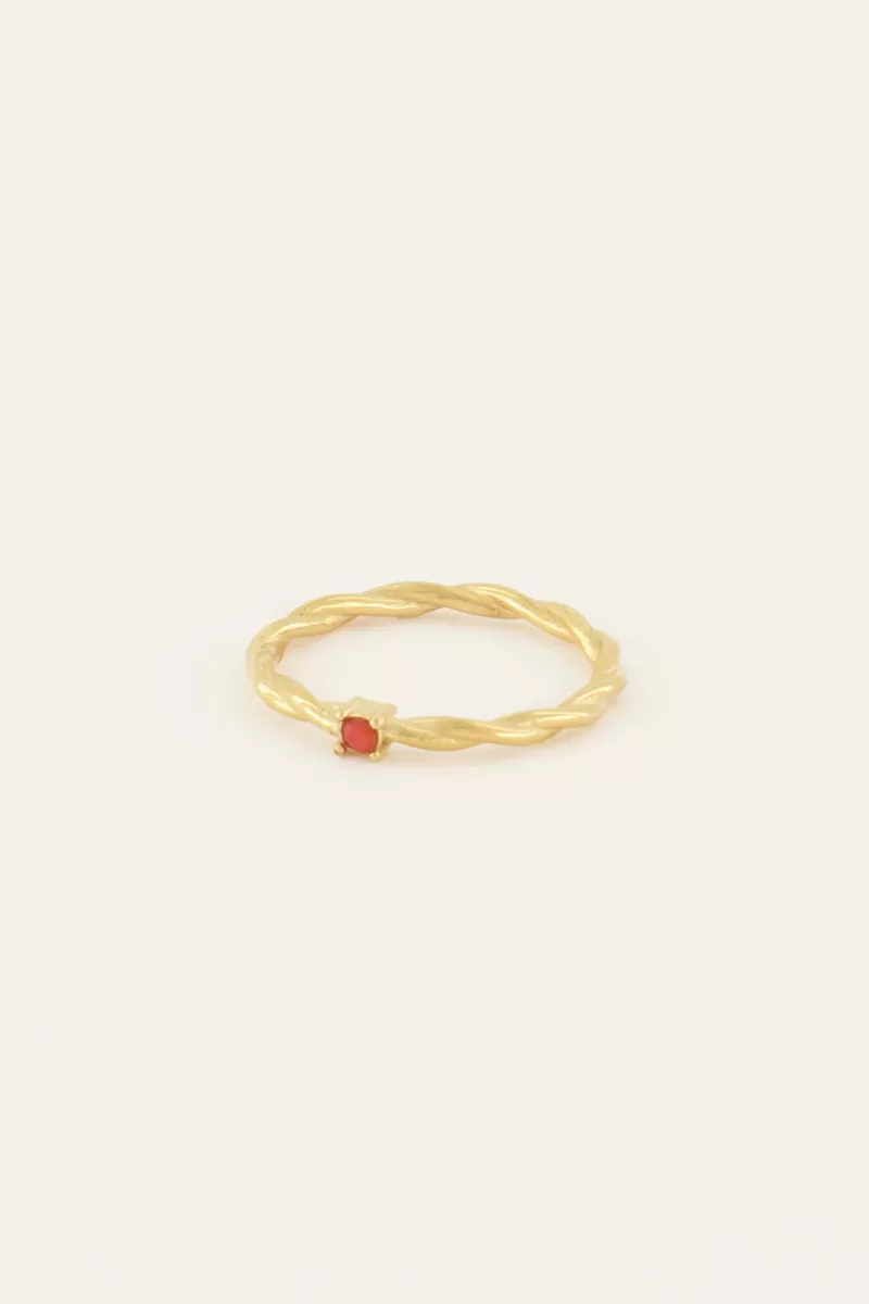 My Jewellery Bague Torsadée Pierre Grenadine