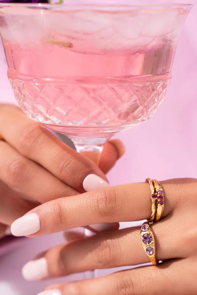 My Jewellery Bague Torsadée Pierre Very Berry