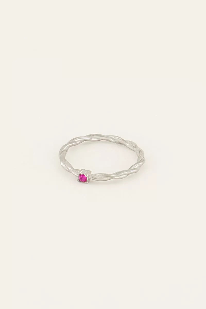 My Jewellery Bague Torsadée Pierre Very Berry