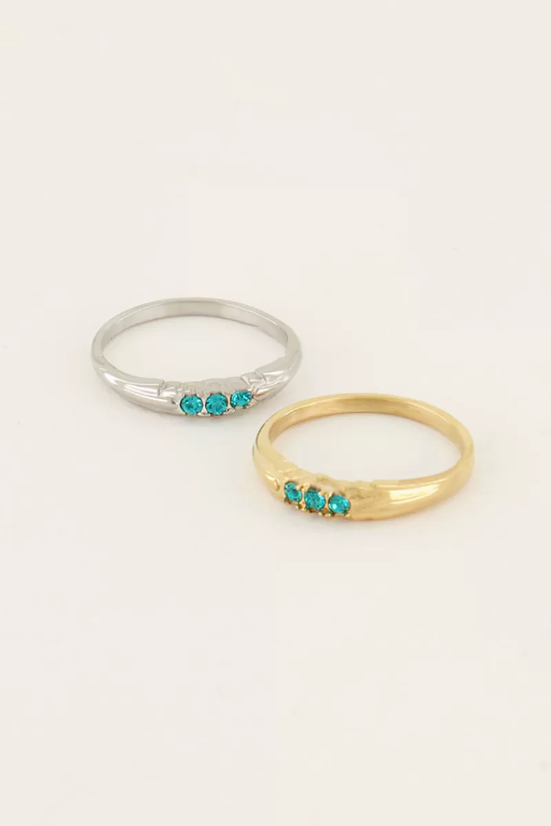 My Jewellery Bague Trois Pierres Azzurro