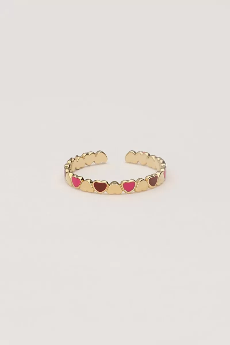 My Jewellery Bague Vintage Avec Cœurs Roses Et Rouges