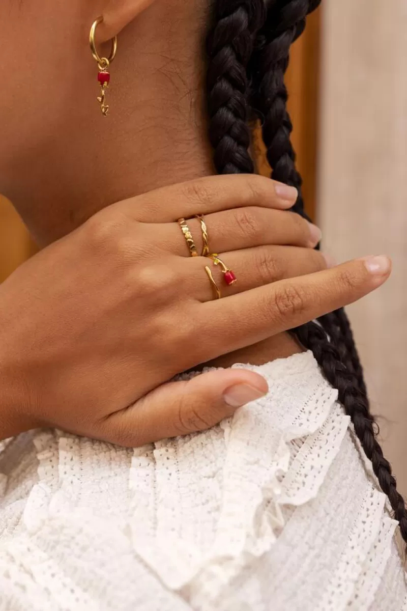 My Jewellery Bague Vintage Avec Rose Colorée