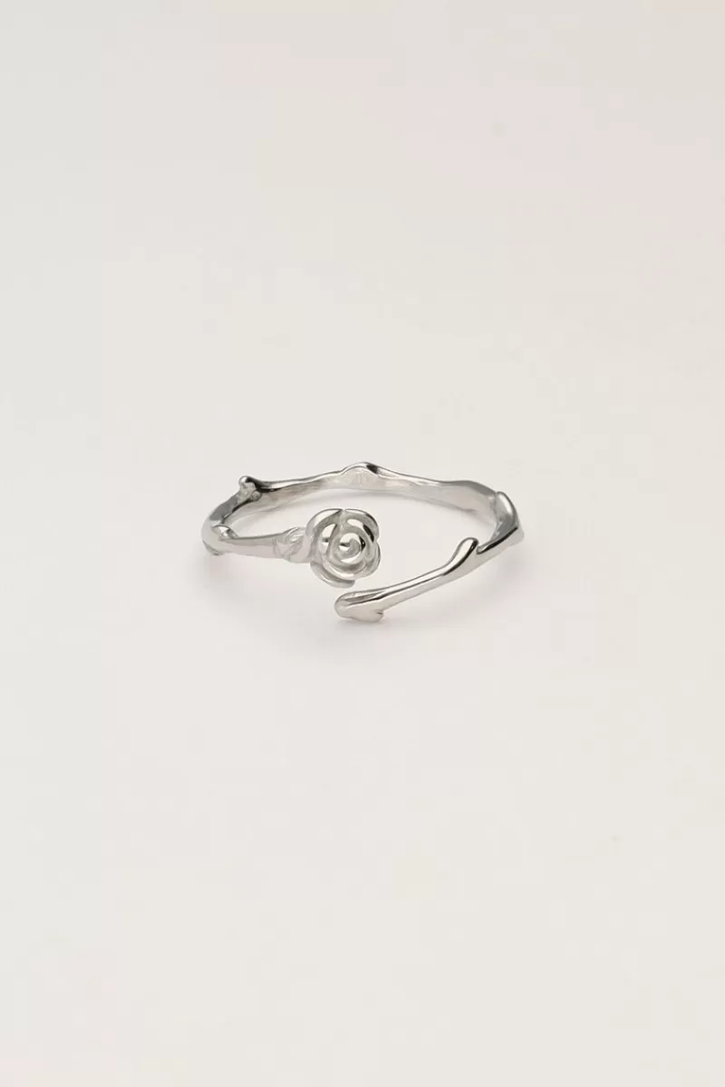 My Jewellery Bague Vintage Avec Rose Plate