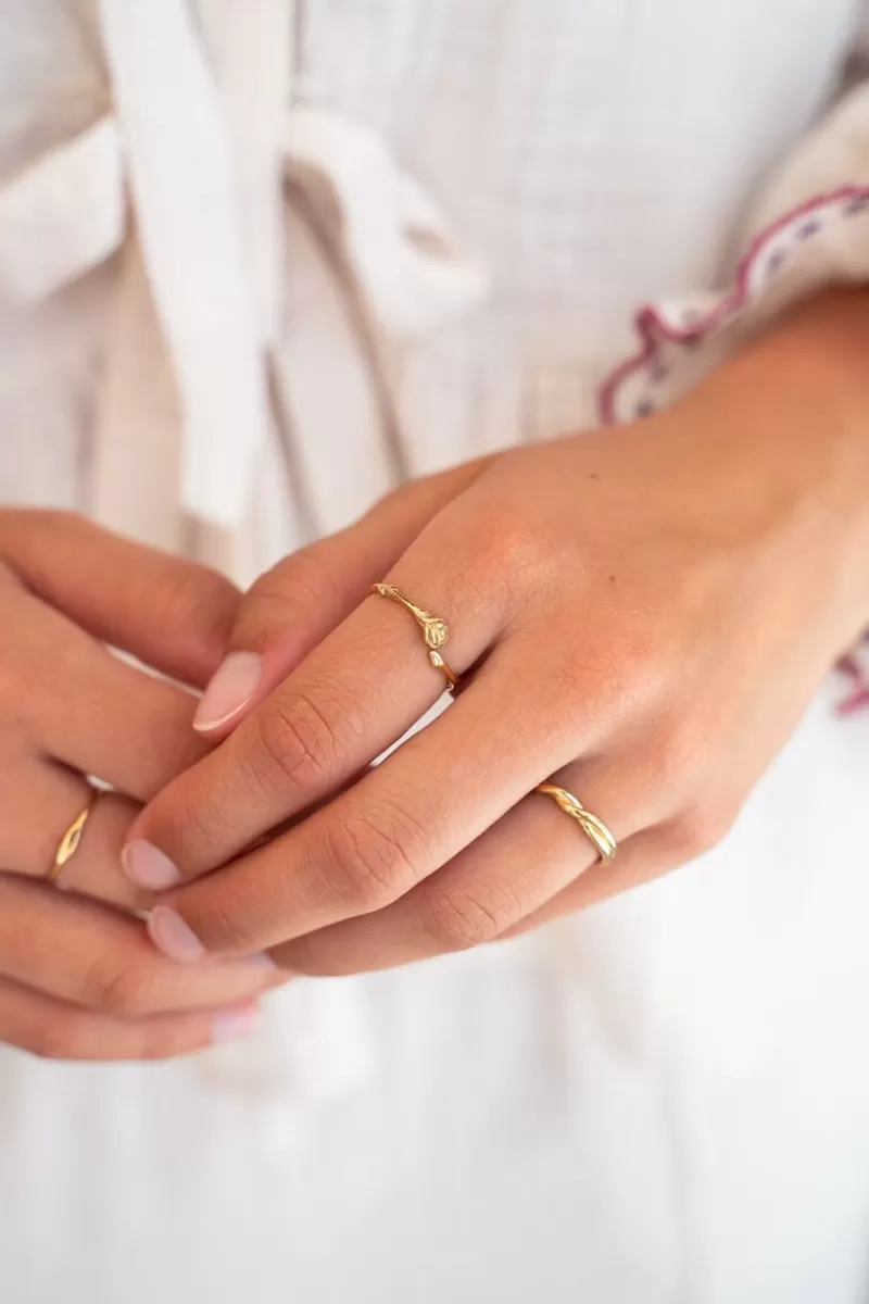 My Jewellery Bague Vintage Avec Rose Plate