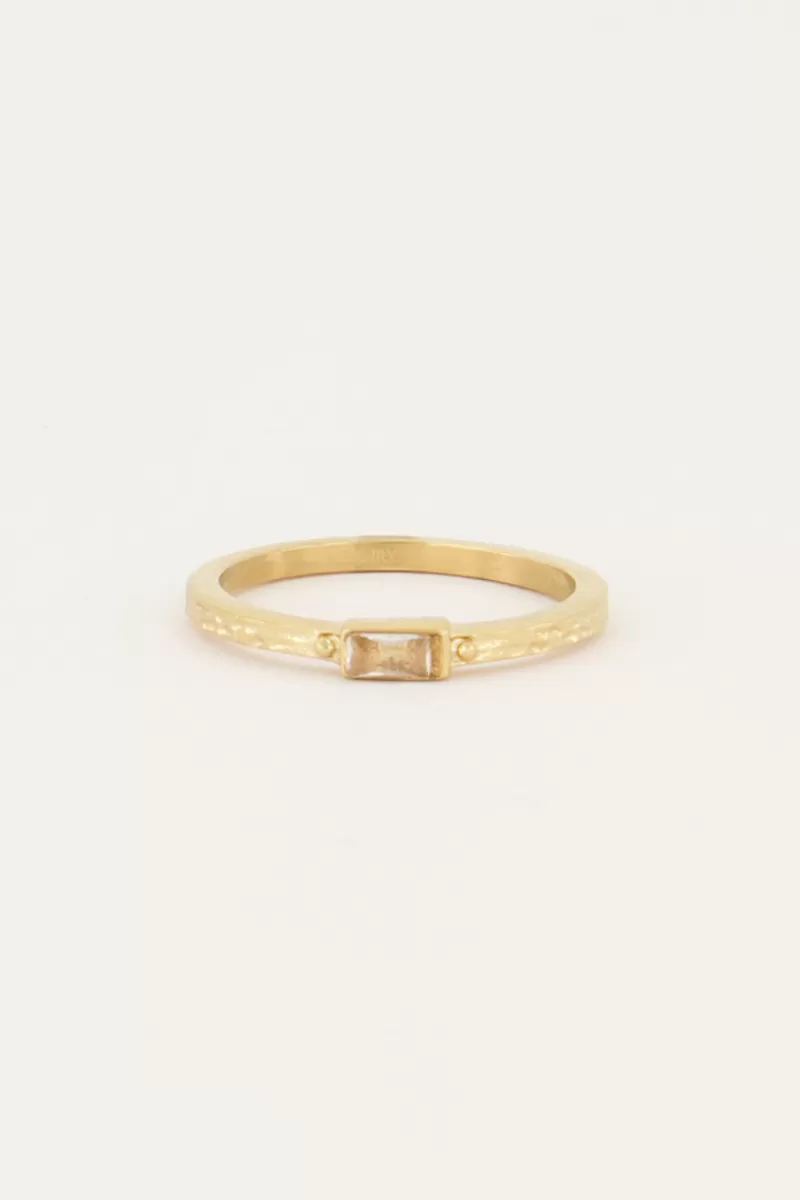 My Jewellery Bague Vintage Rectangle Structurée Et Transparente