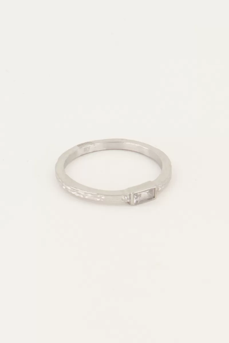 My Jewellery Bague Vintage Rectangle Structurée Et Transparente