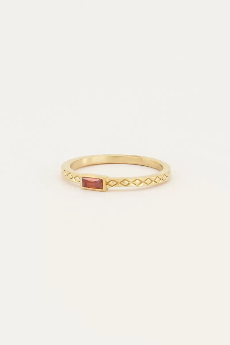 My Jewellery Bague Vintage Rectangulaire Rouge