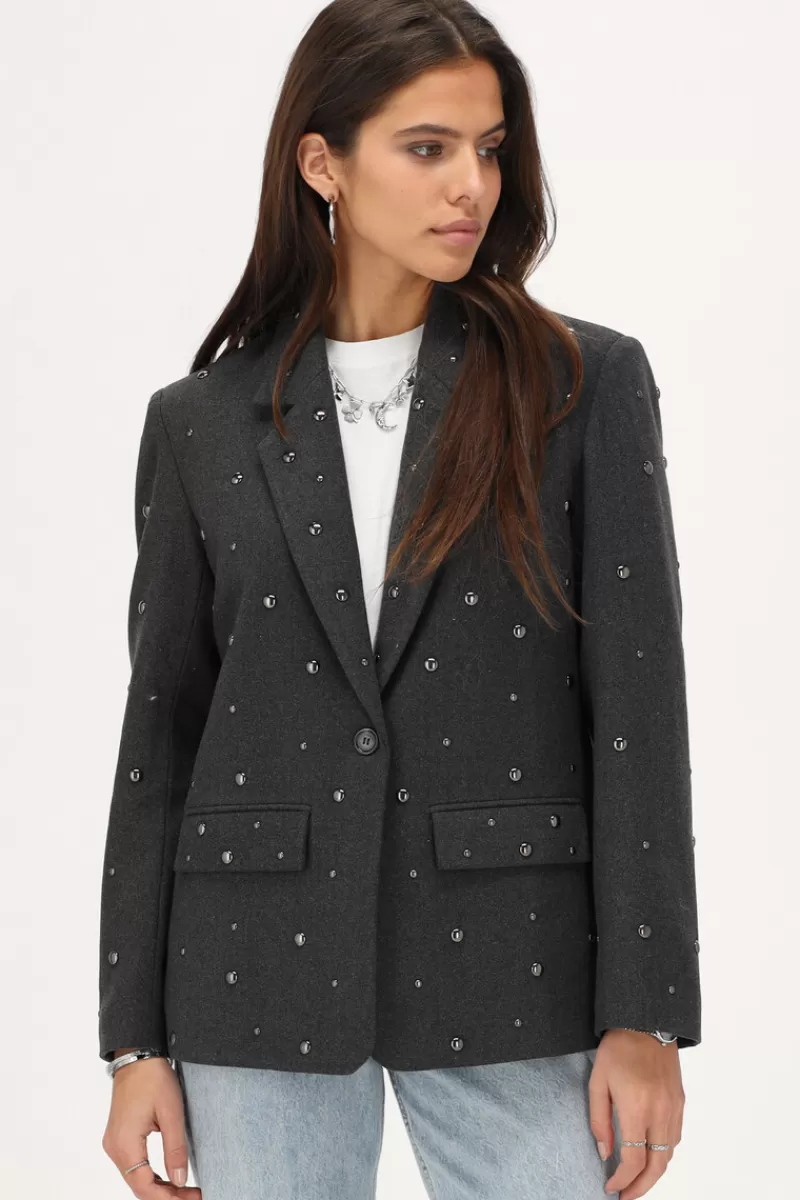My Jewellery Blazer Gris Foncé Avec Clous