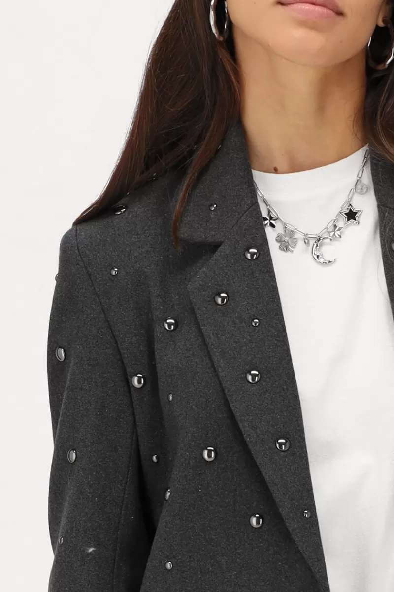 My Jewellery Blazer Gris Foncé Avec Clous