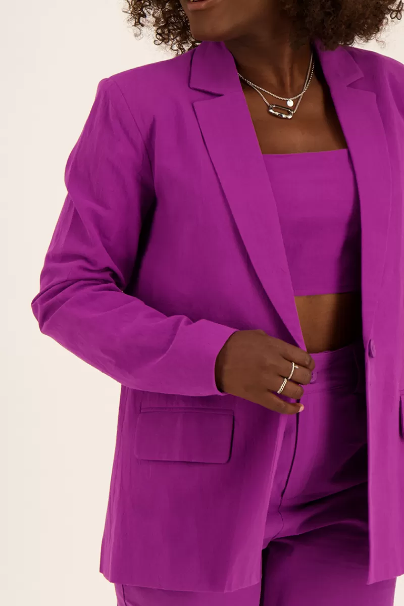 My Jewellery Blazer Mauve Effet Lin