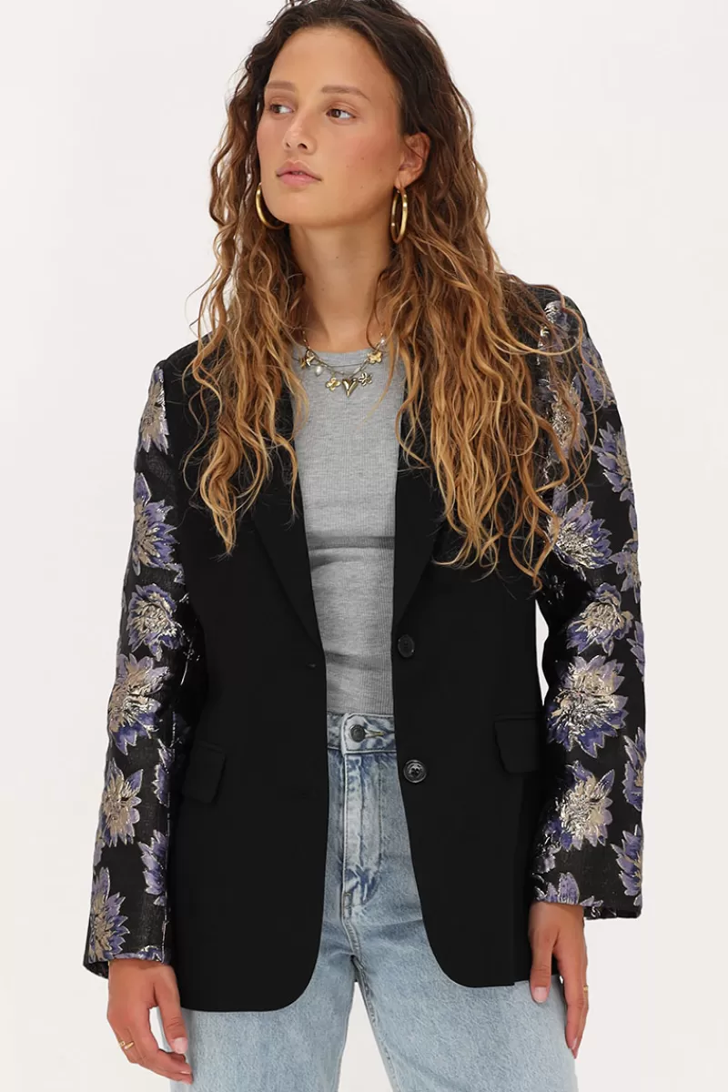 My Jewellery Blazer Noir Avec Manches En Jacquard