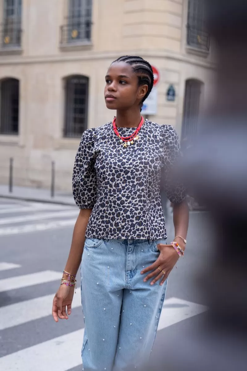My Jewellery Blouse à Imprimé Léopard Avec Nœuds Au Dos