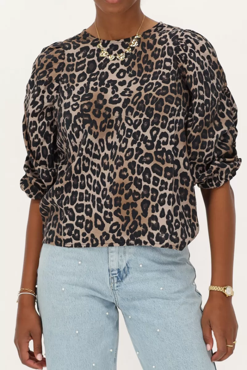 My Jewellery Blouse à Manches Bouffantes Imprimées Léopard