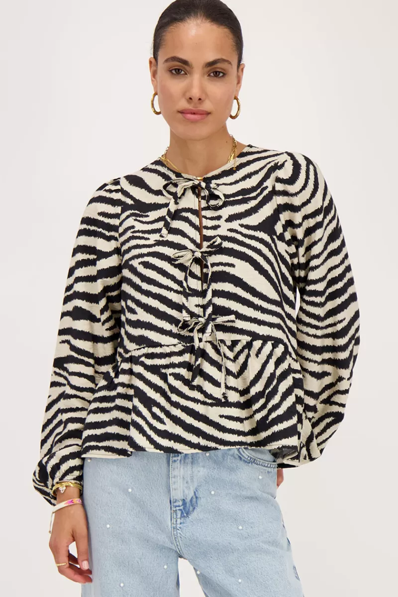 My Jewellery Blouse Imprimée Zèbre Avec Nœuds