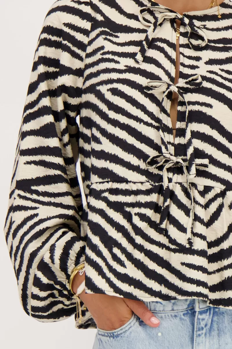 My Jewellery Blouse Imprimée Zèbre Avec Nœuds