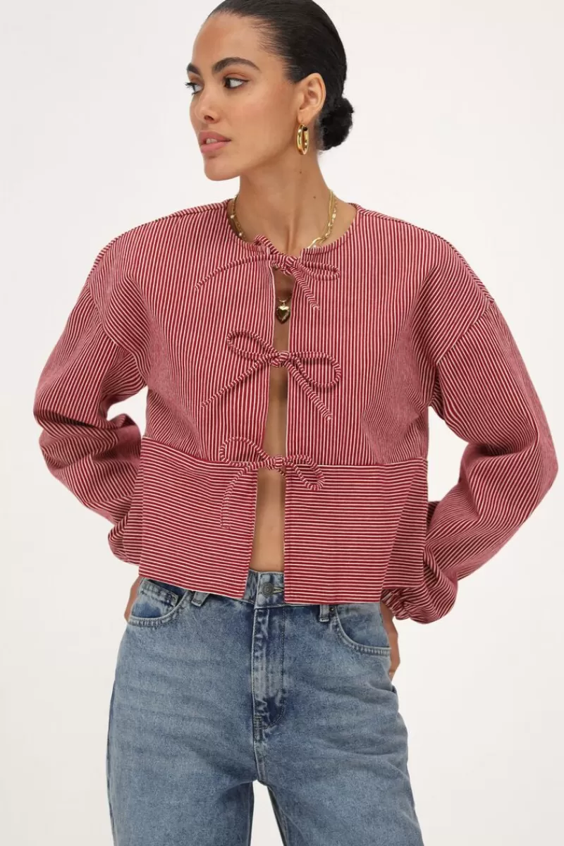 My Jewellery Blouse Rayée Et Blanc Avec Nœuds