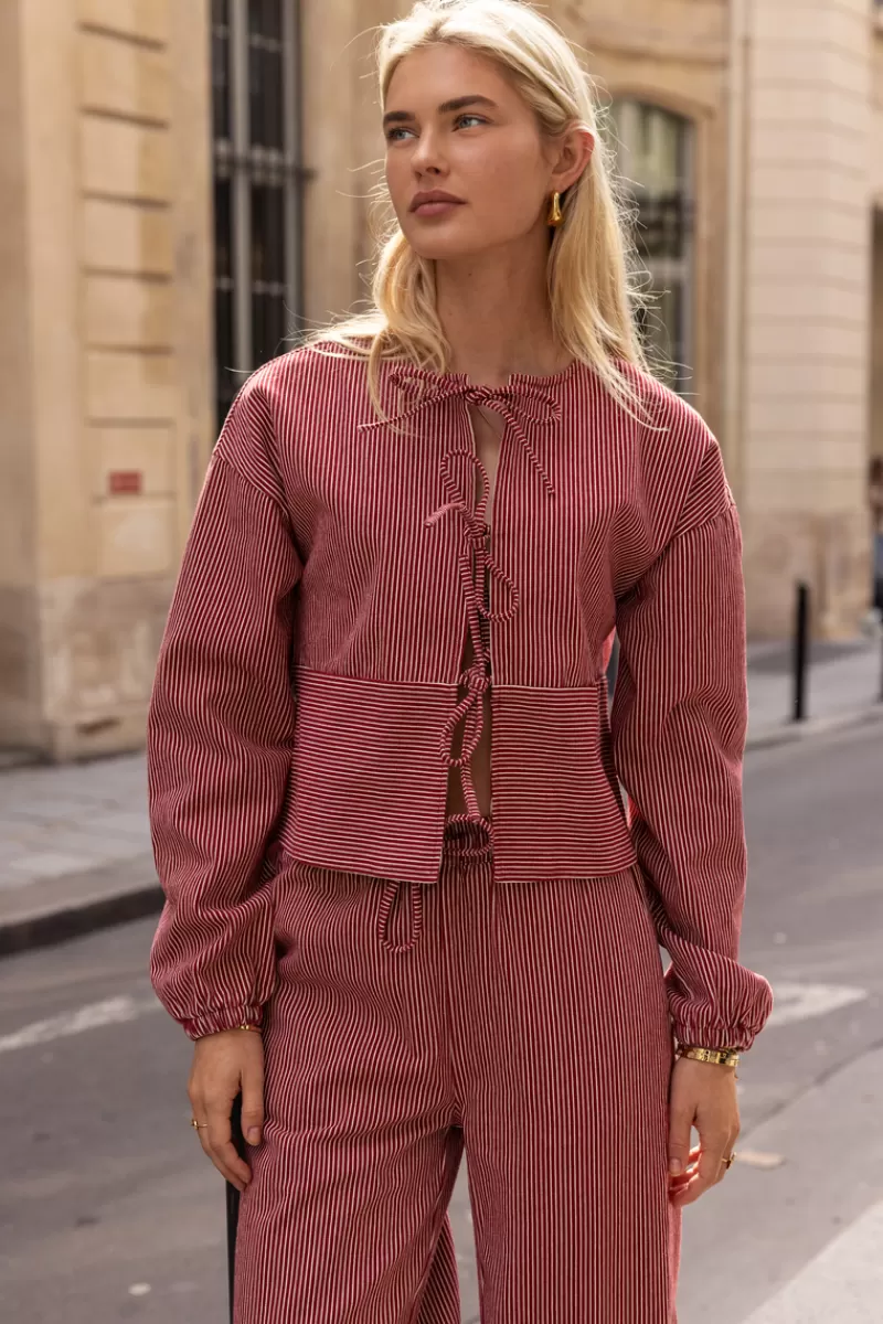 My Jewellery Blouse Rayée Et Blanc Avec Nœuds