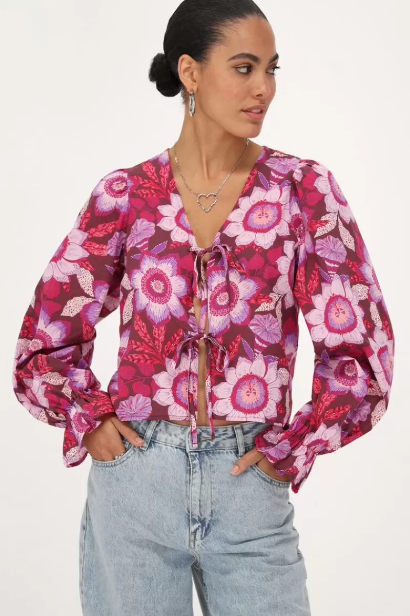 My Jewellery Blouse Rose Avec Nœuds Et Imprimé Floral