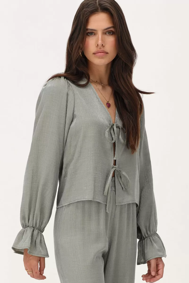 My Jewellery Blouse e Brillante Avec Nœuds Et Manches à Volants