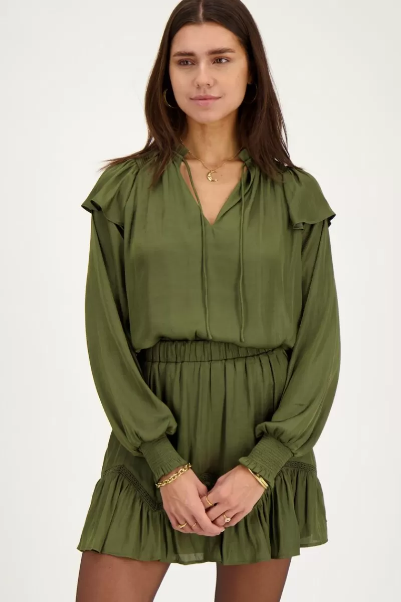 My Jewellery Blouse Verte Satinée à Volants