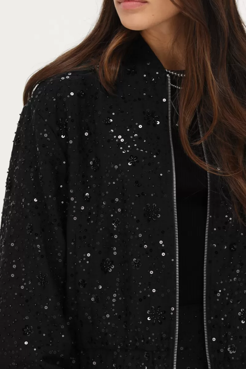 My Jewellery Blouson Bomber Noir à Paillettes