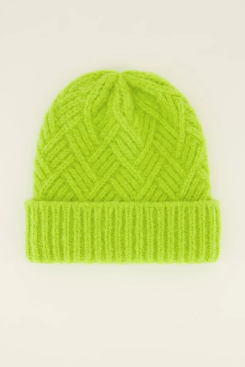 My Jewellery Bonnet En Maille Torsadée Verte