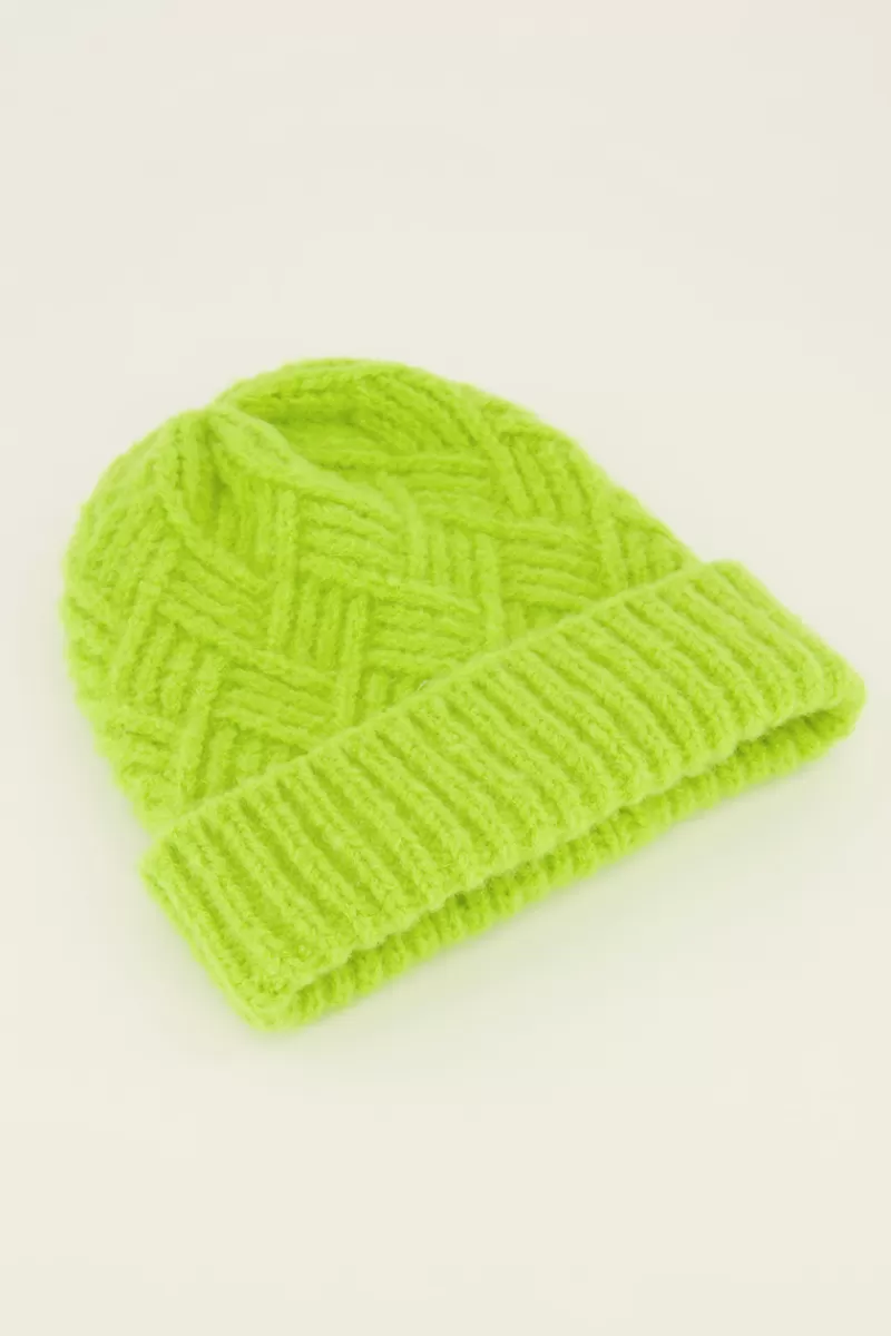 My Jewellery Bonnet En Maille Torsadée Verte
