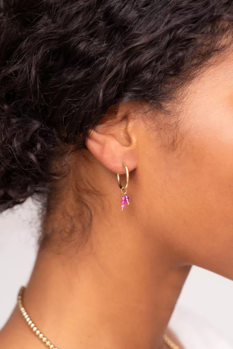 My Jewellery Boucle D'oreille Unique Avec Perles Roses