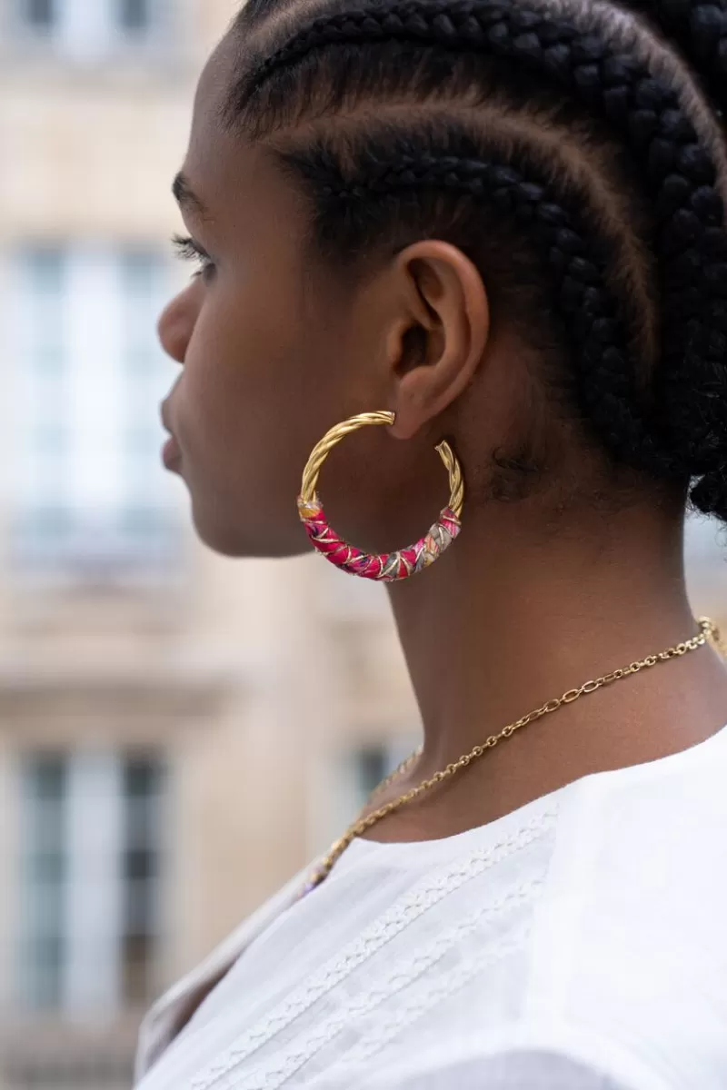 My Jewellery Boucles D'oreilles Art Avec Tresse Rose