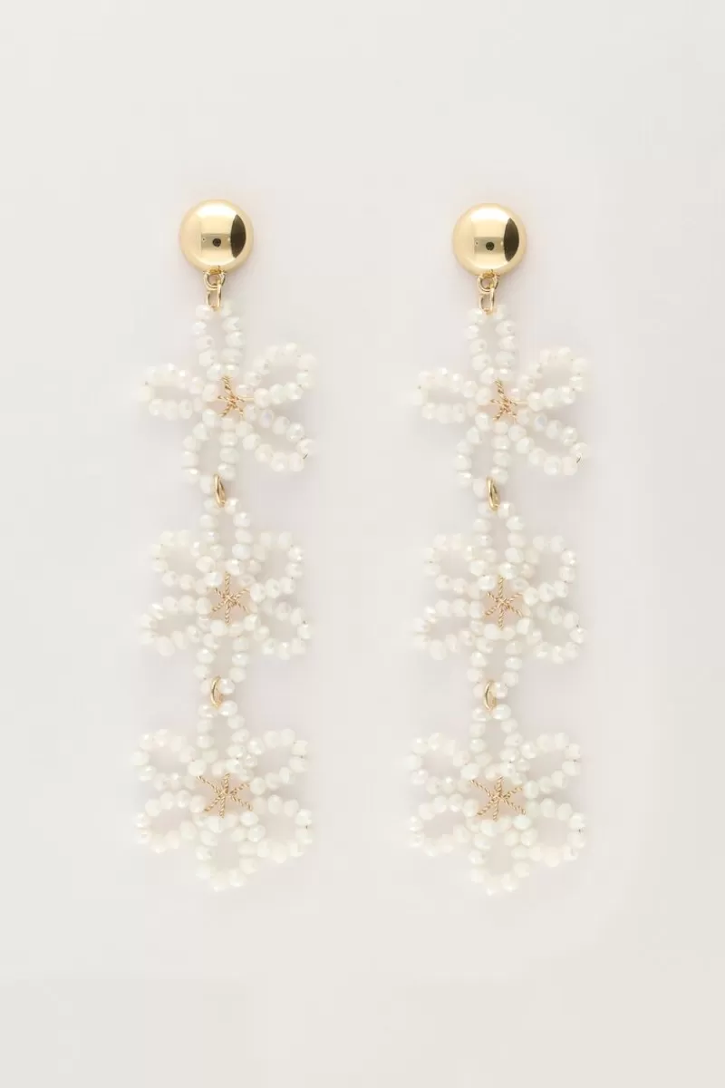 My Jewellery Boucles D'oreilles Avec 3 Fleurs Blanches