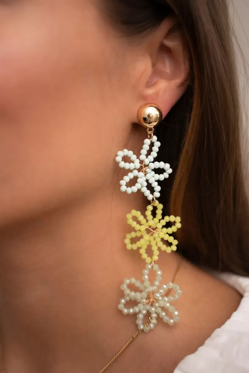 My Jewellery Boucles D'oreilles Avec 3 Fleurs Vertes
