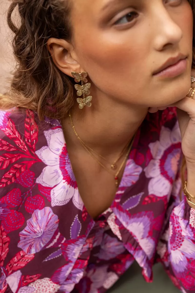 My Jewellery Boucles D'oreilles Avec 3 Papillons
